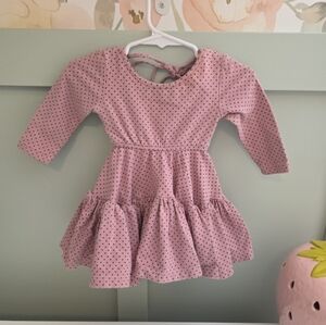 Well Dressed Wolf Pink and Black Polka Dot Dress Ballerina Twirl 9-12 Smocked